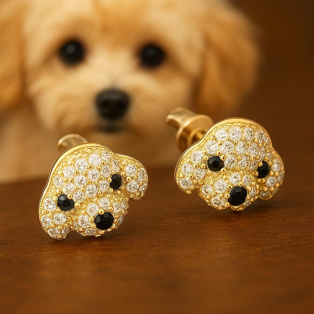 Dog Lovers' Earrings, Different Dog Breed Stud Earrings with Crystals, Rose Gold and Silver Tone - Party, Birthday, or Christmas Gift