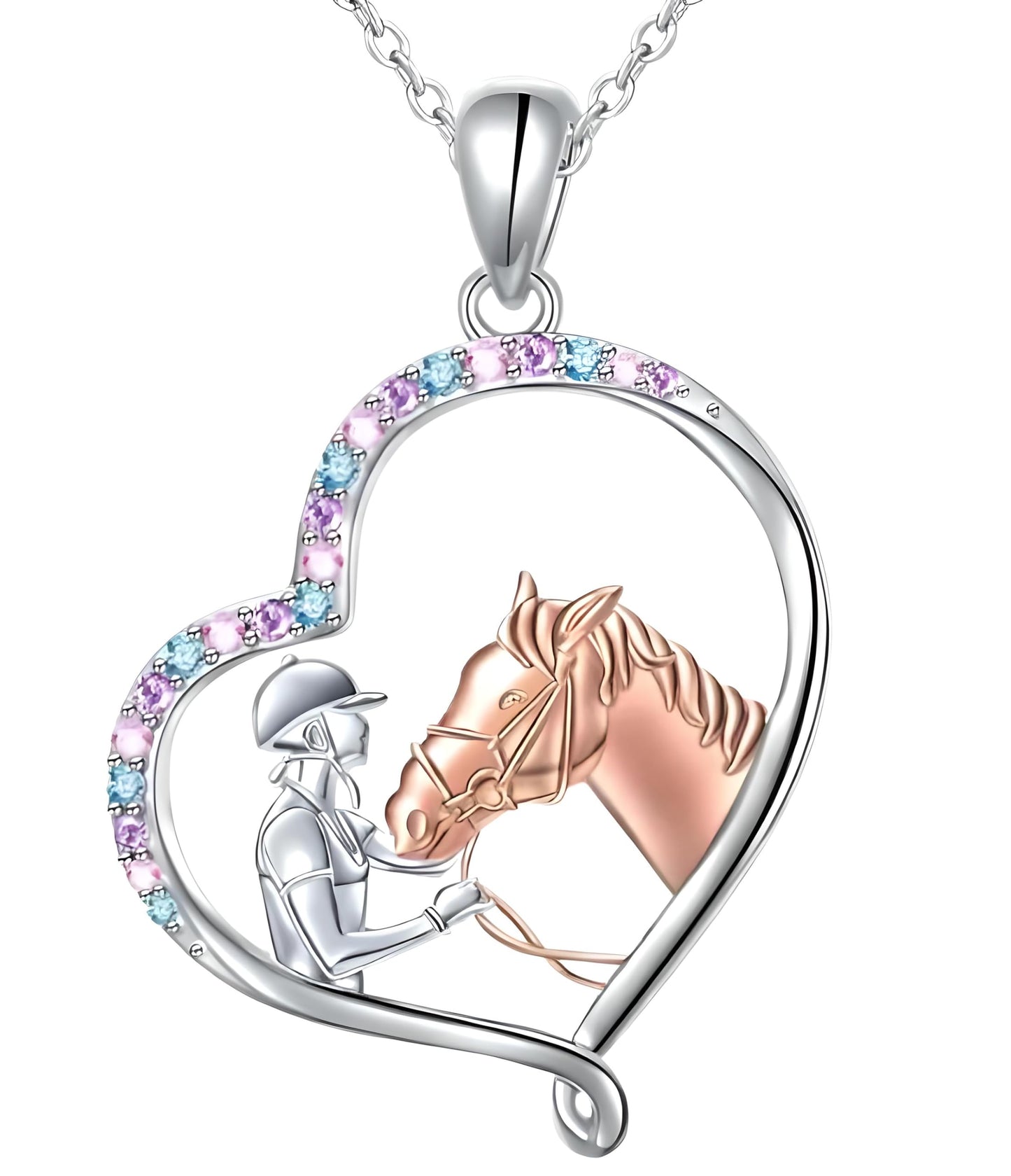 Sports Heart Necklace, 9 Different Sport Options: Basketball, Jumping Cheerleader, Gymnast, Softball, Volleyball, Ballet Ballerina, Runner, Sports Accessories Birthday Gift- Simulated Rainbow Diamonds, Christmas, Birthday or Party Gift