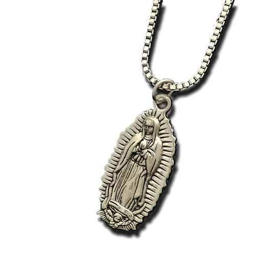 SUPAC Silver Virgin Mary Pendant Necklace, Perfectly Suited for Men and Women, Infusing Style with Spiritual Splendor - Stainless Steel Chain - Christmas or Birthday Gift