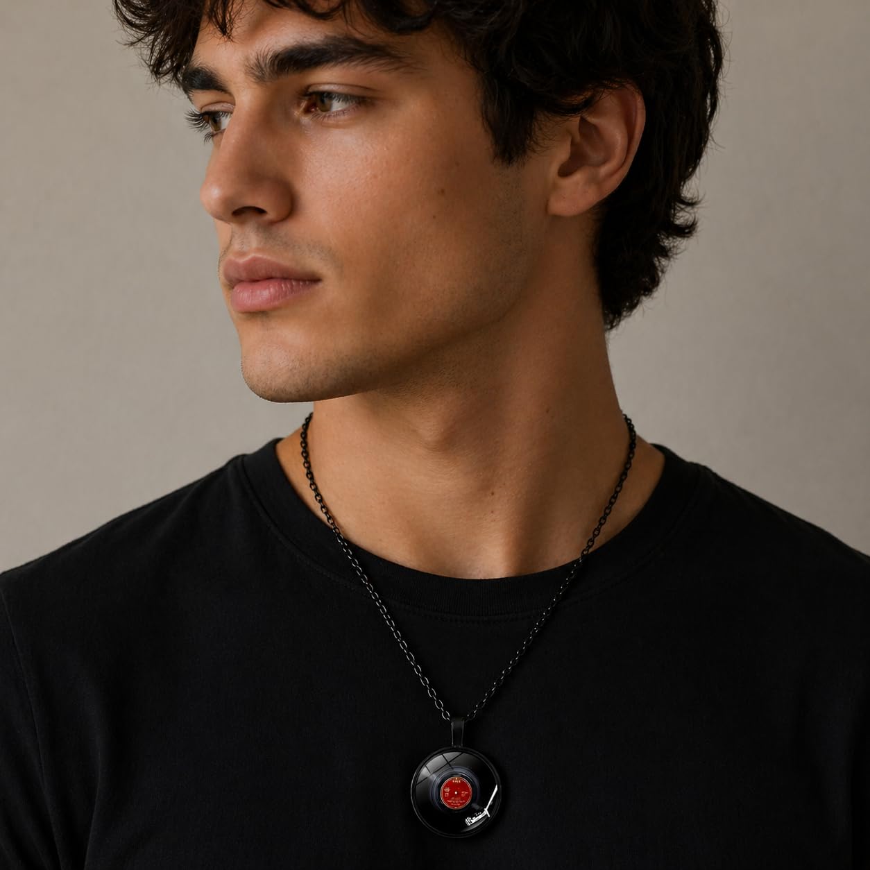 SUPAC Unique Music Record Pendant Necklace - Avant-Garde Fashion Accessory, Eye-Catching Design for Men and Women - Birthday, Christmas Gift or Personalized Jewelry