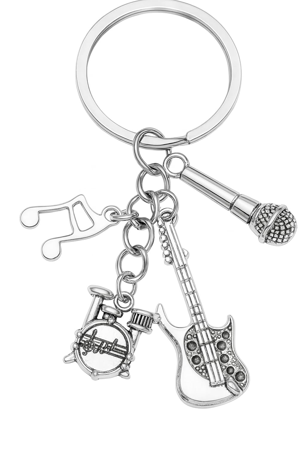 SUPAC Musical Instrument Keychain with Guitar, Microphone, Drum Set and Music Note Charms