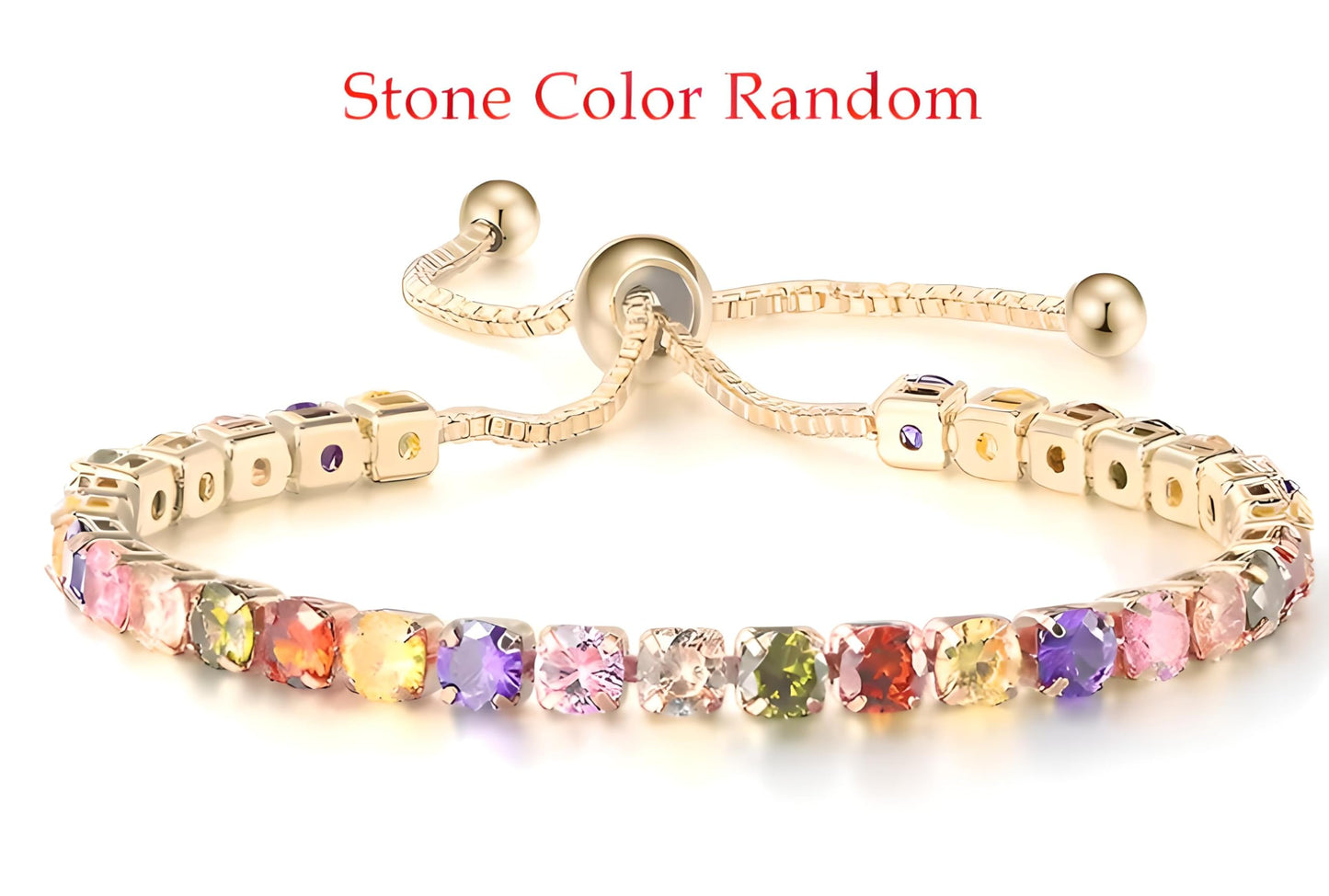 Gold Tennis Bracelet, Stretch Hand Jewelry for Women Men, Luxury Shiny (Simulated Diamond) - Christmas or Birthday Gift