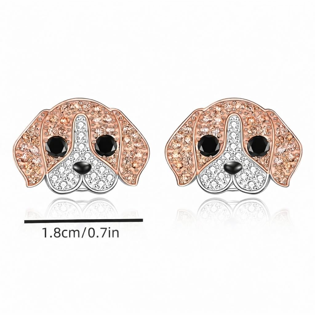 Dog Lovers' Earrings, Different Dog Breed Stud Earrings with Crystals, Rose Gold and Silver Tone - Party, Birthday, or Christmas Gift