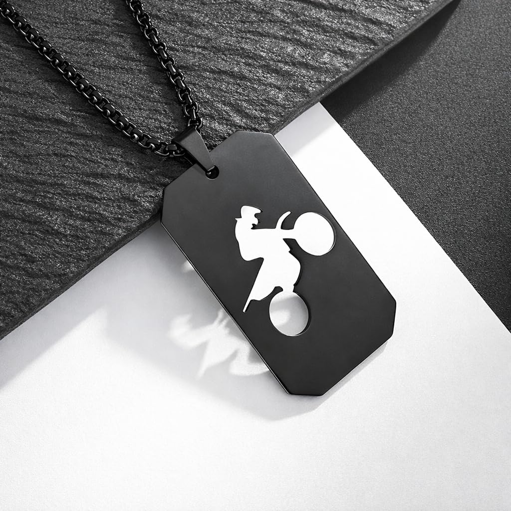 1pc Unisex Stainless Steel Dog Tag Necklace with Motorcycle/Dirt Bike Pendant - Boho Style, Pendant Chain, No Precious Metal Plating - Fashion Punk Hip Hop Jewelry Gift