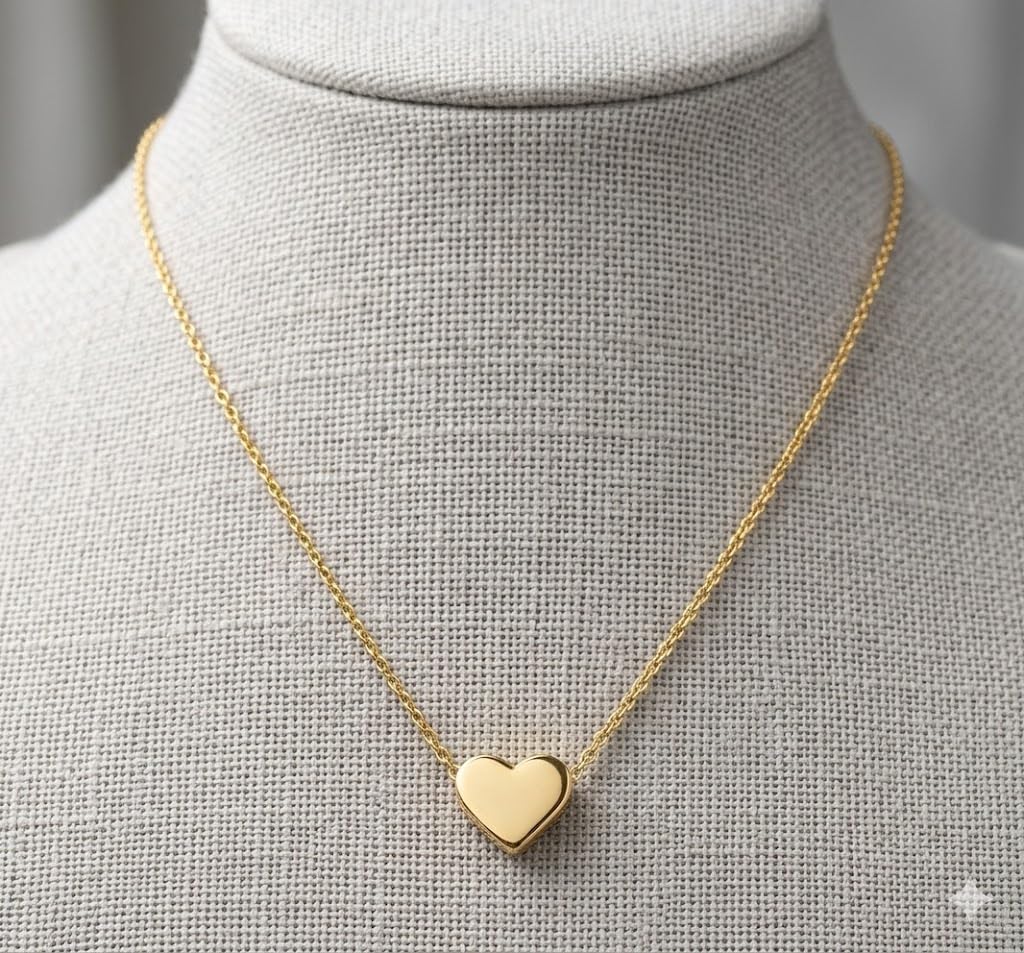 Peach Heart Pendant Necklace For Women - Enchanting Alloy Charm, Adjustable Clavicle Chain for Feminine Grace, Perfect Everyday Jewelry Accessory, Heartfelt Glamour: Petite Gold Heart Necklace - Christmas or Birthday Gift