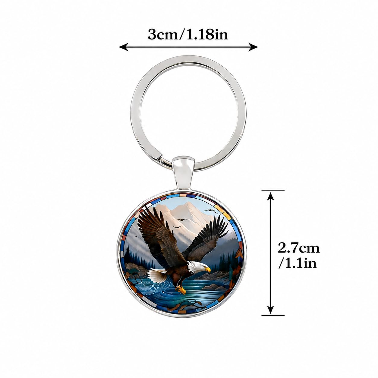 SUPAC Eagle Arrowhead Glass Keychain - Soaring Eagle Spirit Totem Design, Rustic Stone, Symbol of Freedom & Strength
