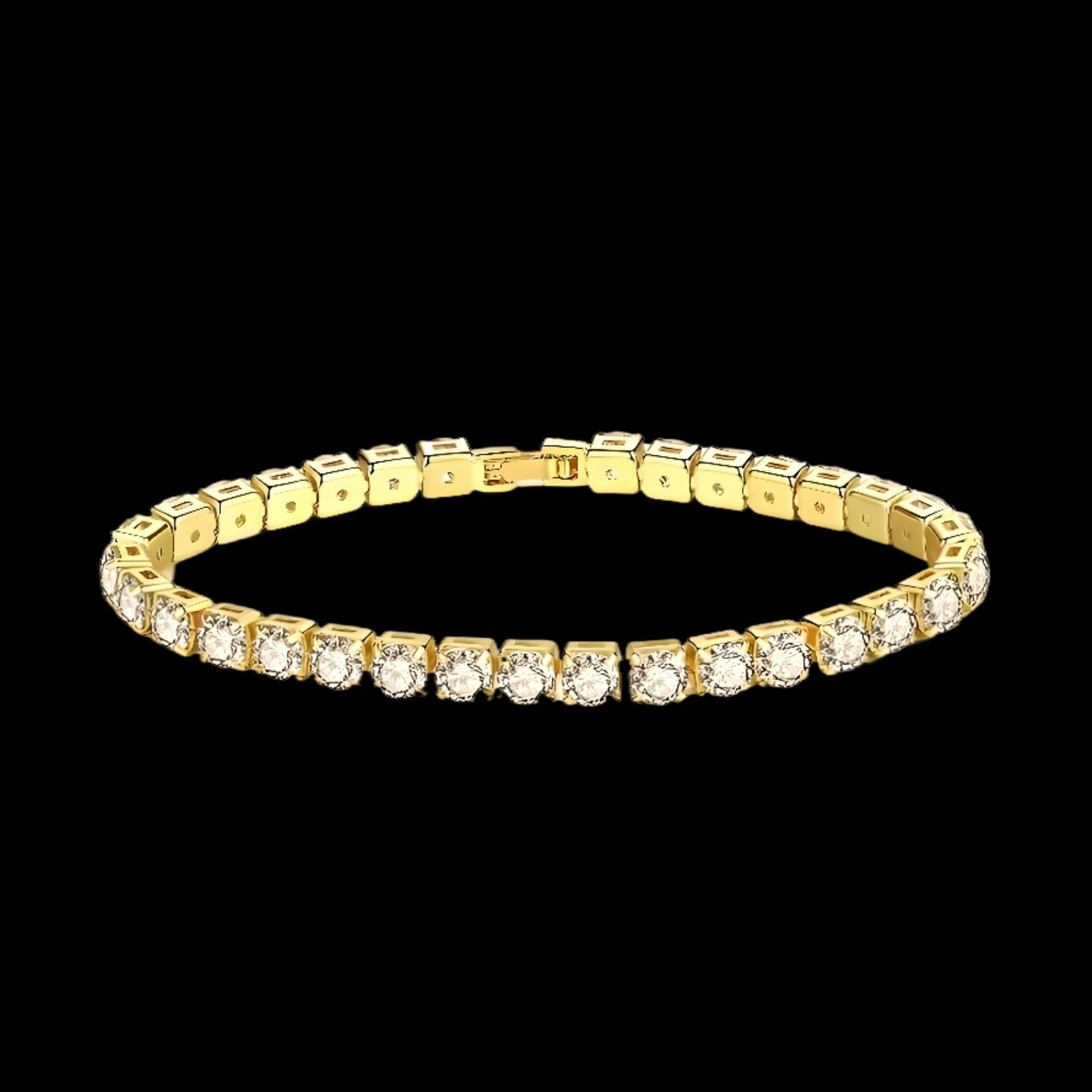 Gold Tennis Bracelet, Stretch Hand Jewelry for Women Men, Luxury Shiny (Simulated Diamond) - Christmas or Birthday Gift