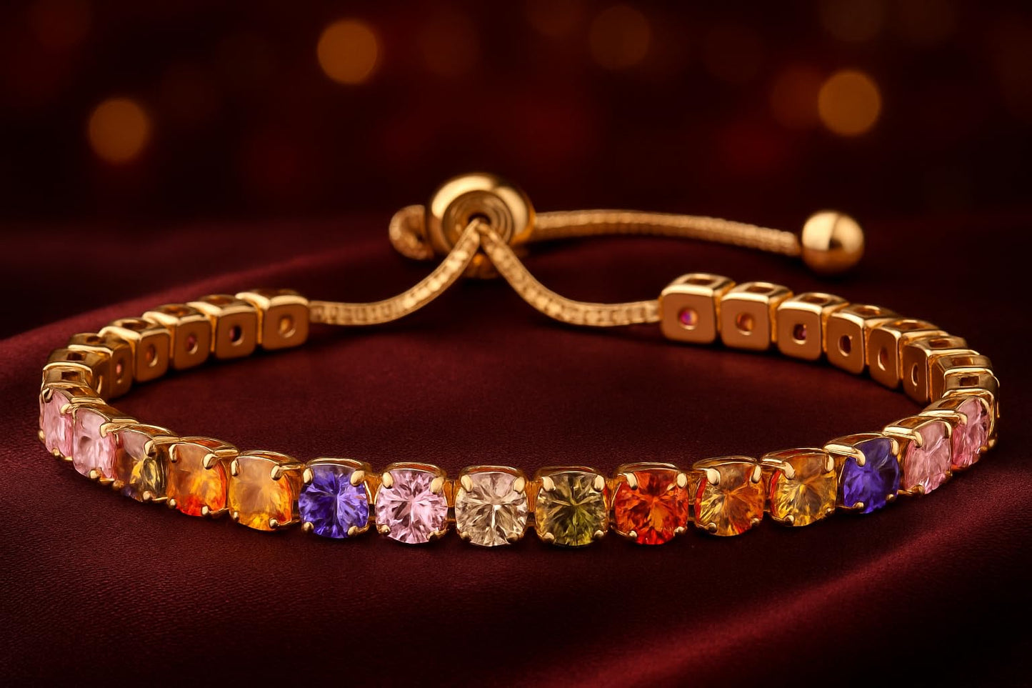 Gold Tennis Bracelet, Stretch Hand Jewelry for Women Men, Luxury Shiny (Simulated Diamond) - Christmas or Birthday Gift