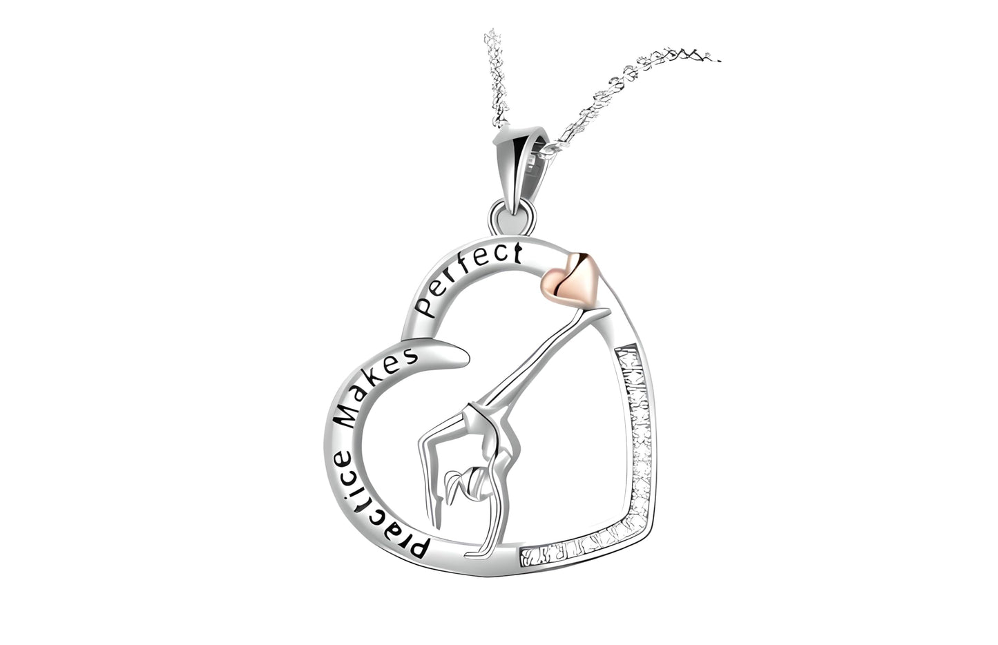 Sports Heart Necklace, 9 Different Sport Options: Basketball, Jumping Cheerleader, Gymnast, Softball, Volleyball, Ballet Ballerina, Runner, Sports Accessories Birthday Gift- Simulated Rainbow Diamonds, Christmas, Birthday or Party Gift