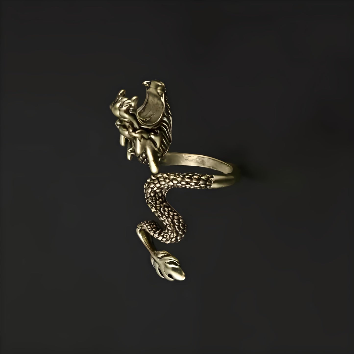 Whimsical Silver Flying Dragon Ring - Unique Animal Shape Design, Adjustable Index Finger Ring for Men or Women, Cute Personality Statement Jewelry, Niche Fashion Accessory