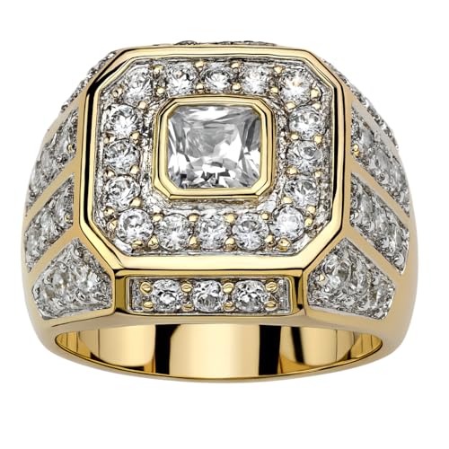 SUPAC Men's Party Ring with Rhinestone Gems: Sparkling Simulated Diamond Ring, Alloy-crafted, Gold-Plated for Exquisite Shine - the Ideal Hip-Hop Style Accessory for Social Events & Daily Wear