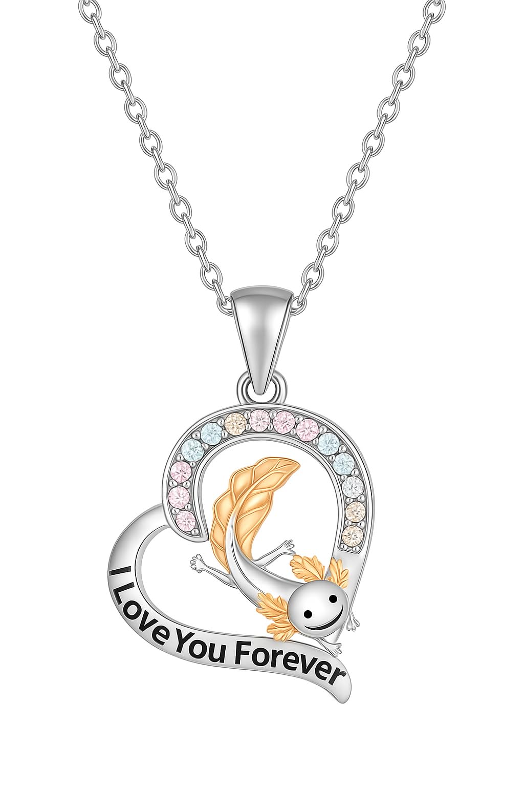 SUPAC Wayfish Exquisite Creative Sparkling Versatile Fashion Necklace, Engraved 'I Love You Forever'- Elegant Commemorative Gift, Great Birthday, Christmas, and Party Favor Gift