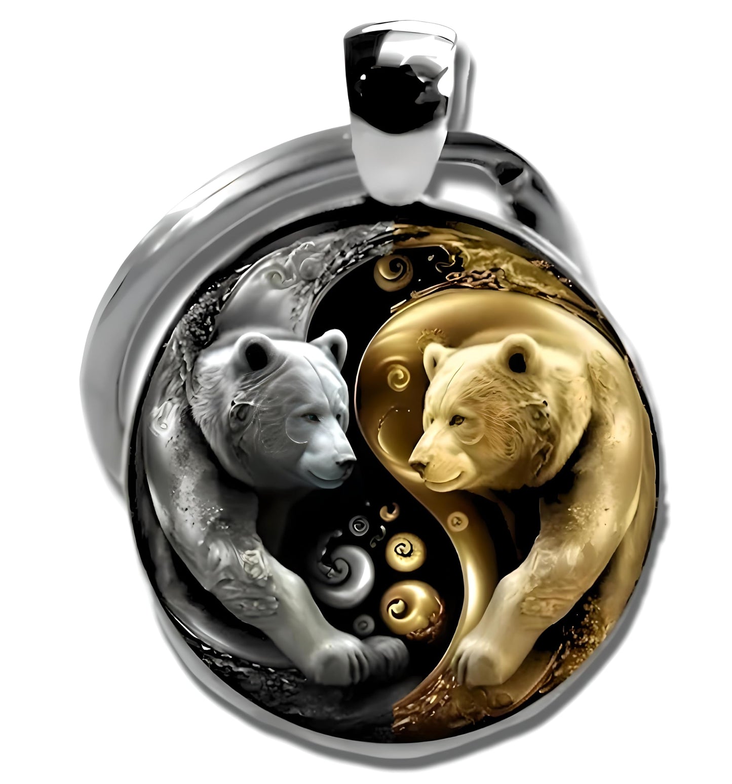 1pc Unique Bear With Forest Background Shaped Metal Keychain - Fashionable Circular Animal Keyring for Men and Friends