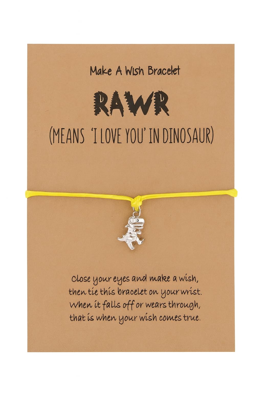 SUPAC Animal and Sport Friendship Bracelet, Always Bee You Wish Bracelet, Black Adjustable String, Decorative Animal Charms, 6.2-11.8 inches (Yellow T-Rex)