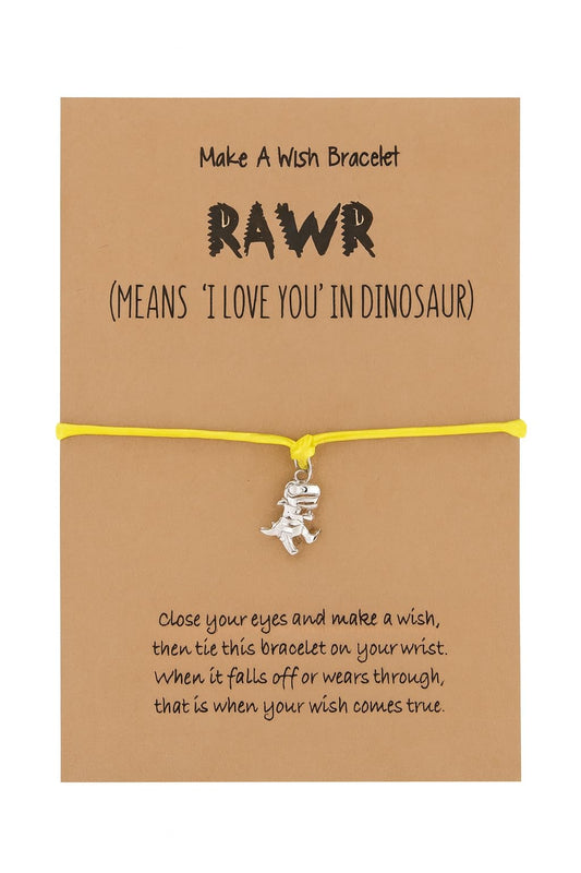 SUPAC Animal and Sport Friendship Bracelet, Always Bee You Wish Bracelet, Black Adjustable String, Decorative Animal Charms, 6.2-11.8 inches (Yellow T-Rex)