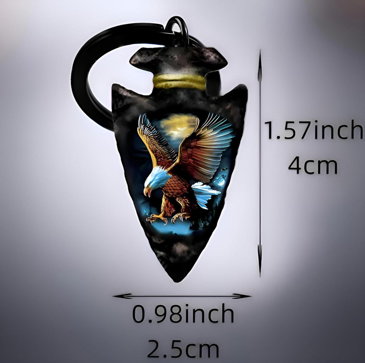 SUPAC Eagle, Horese, Wolf Design Arrowhead Keychain, Black Metal, 1.57 x 0.98 inches - Eagle Keychain Gift