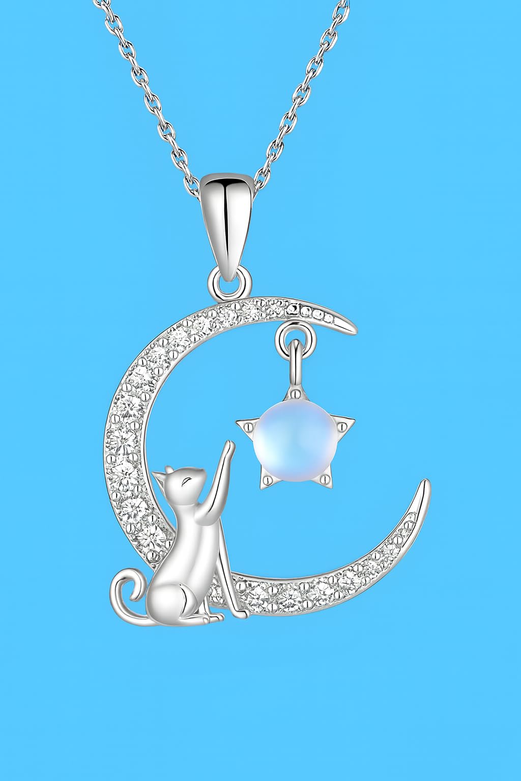 SUPAC Cute Cat Heart Necklace, With Black Kitten Sitting Together - Charming Heart Necklace in Rose Gold - Stylish Versatile Gift for Women & Party Accessory!