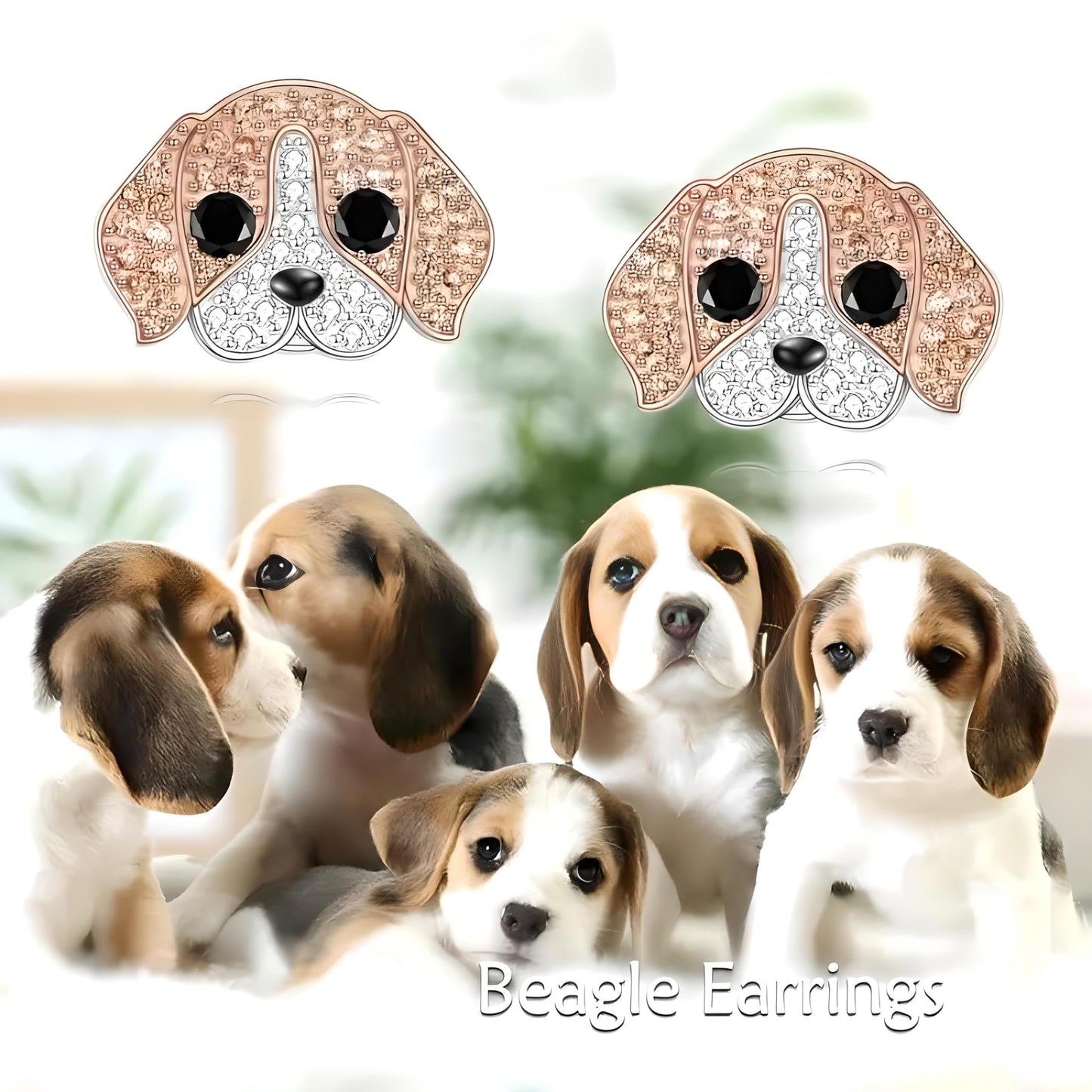 Dog Lovers' Earrings, Different Dog Breed Stud Earrings with Crystals, Rose Gold and Silver Tone - Party, Birthday, or Christmas Gift