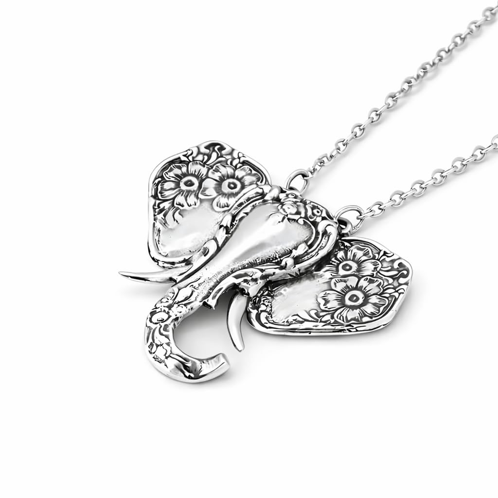 SUPAC Elephant Necklace, Silver Design - Elephant Lovers' Gift