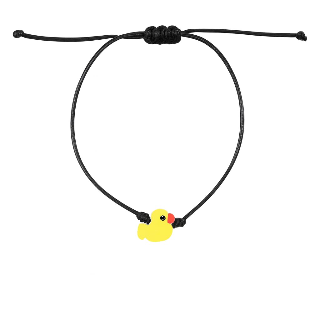 SUPAC Animal and Sport Friendship Bracelet, Always Bee You Wish Bracelet, Black Adjustable String, Decorative Animal Charms, 6.2-11.8 inches (Yellow Duck)