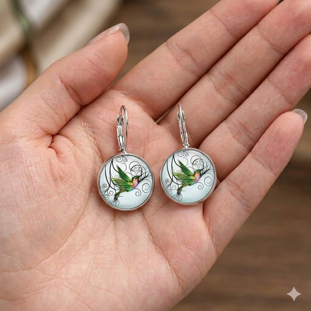SUPAC Stunning Hummingbird Pendant Necklace - Two Humming Birds Searching for Flower - Fashionable Alloy Jewelry with Delicate Details - Birthday, Party, Gift Idea for Her