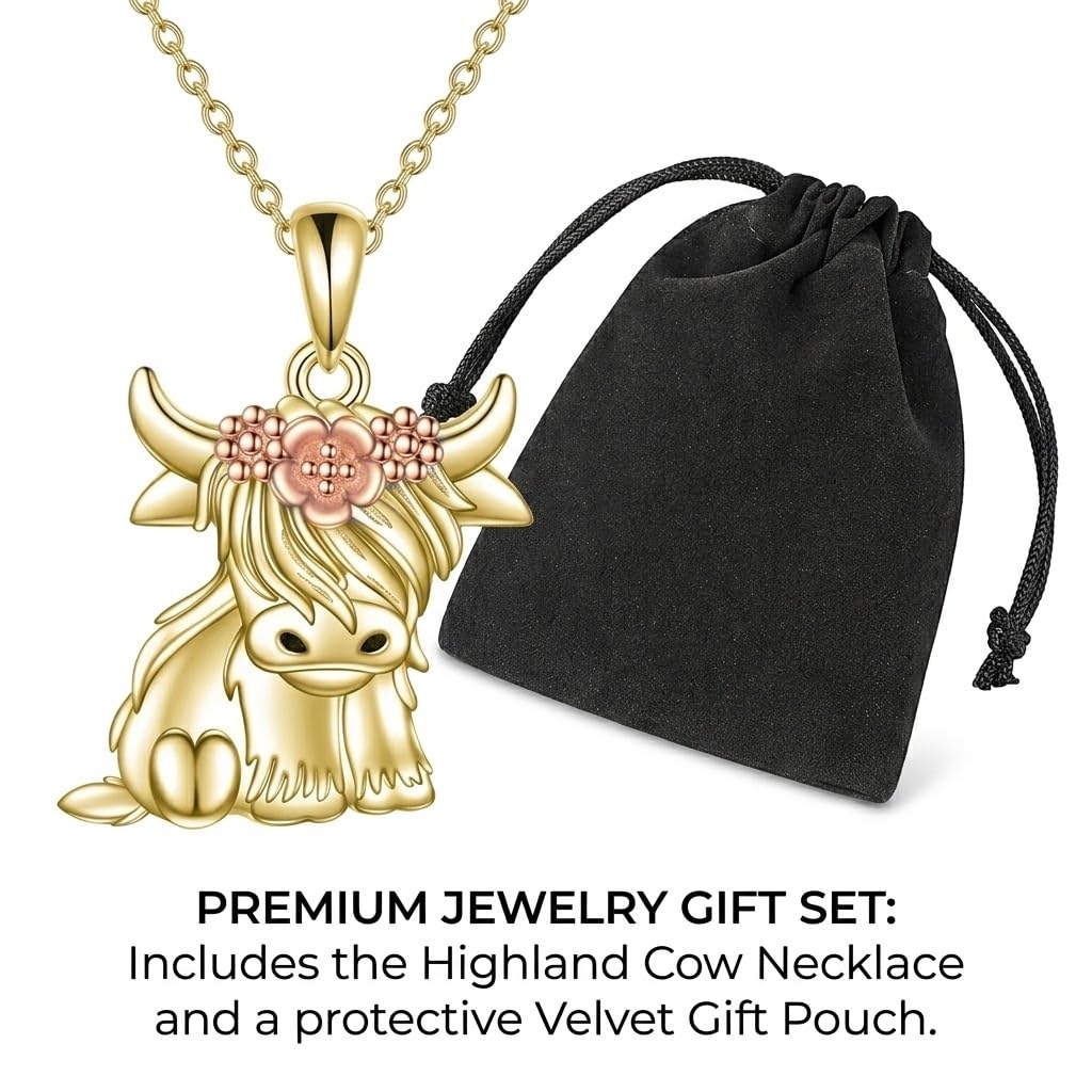 SUPAC Unique & Fashionable Cartoon Cow Necklace with Flower Pendant in White K