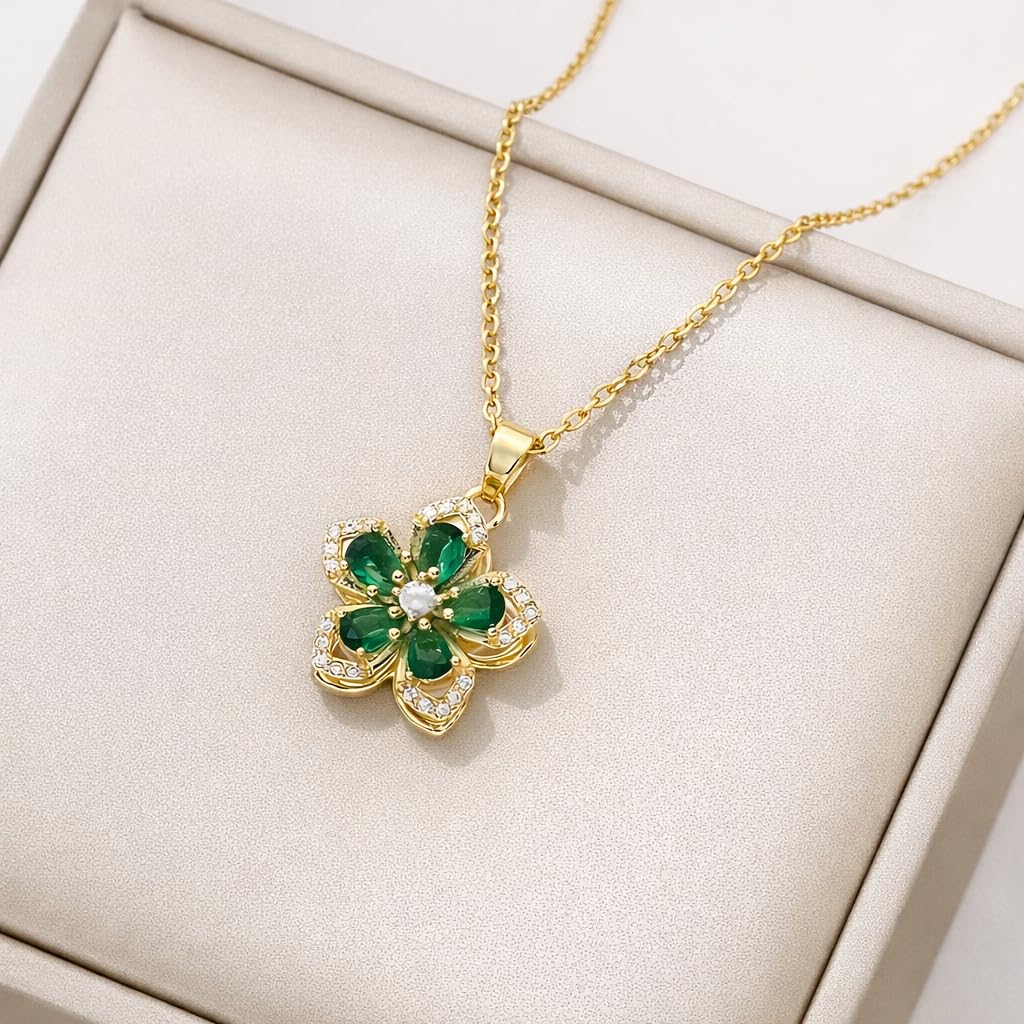SUPAC Exquisite 360° Rotatable White Blossom Pendant Necklace - Fashion Decompression Jewelry with Adjustable Chain - Birthday Gift for Women, Lovers, Friends, and Family