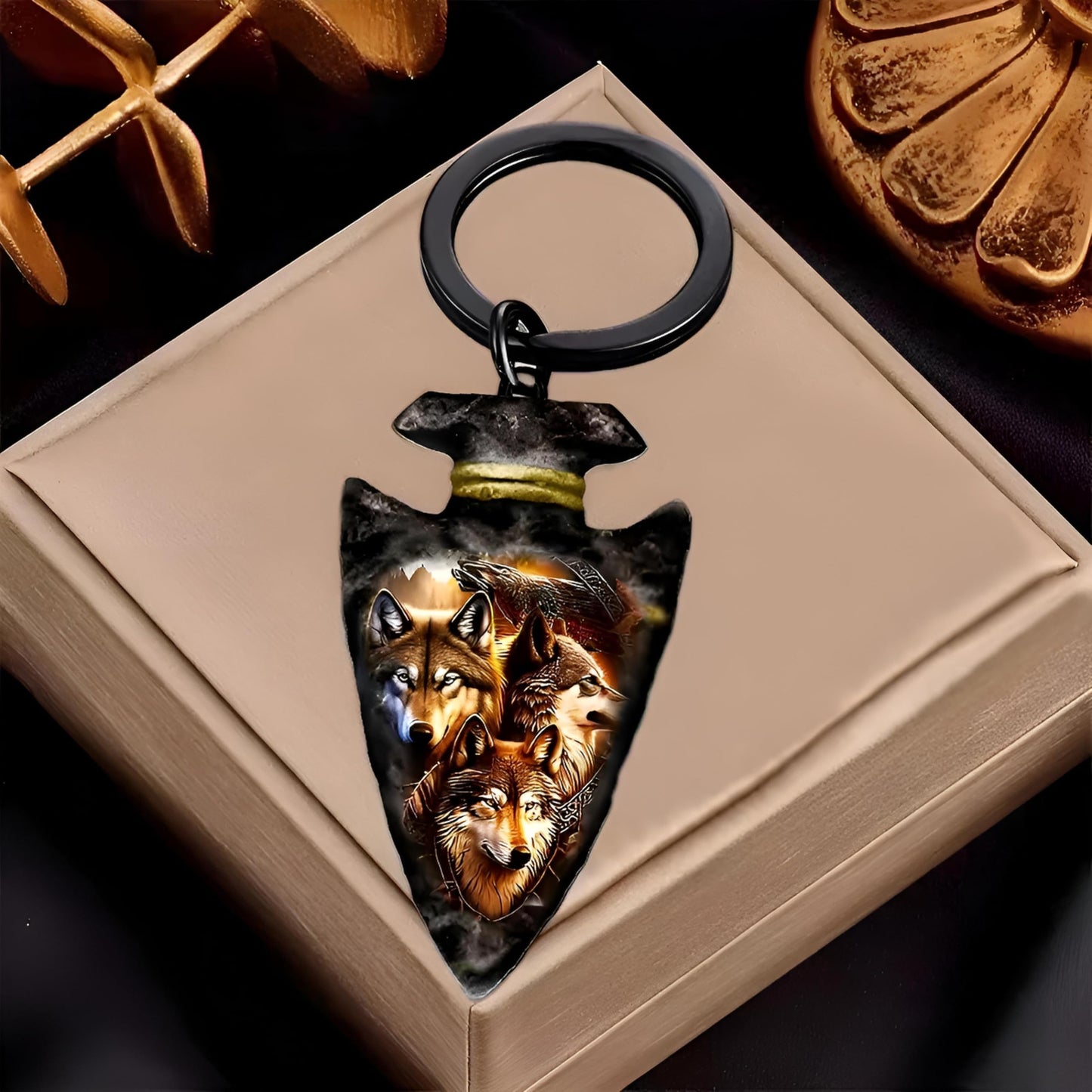 SUPAC Eagle, Horese, Wolf Design Arrowhead Keychain, Black Metal, 1.57 x 0.98 inches - Eagle Keychain Gift