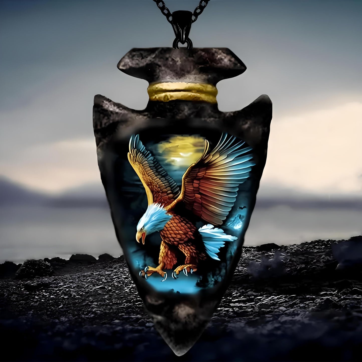 SUPAC Bald Eagle Triangle Pendant Necklace - Fashion-Forward Hip Hop Style - Durable & Bold Accessories for Men - Gift Idea for Every Occasion