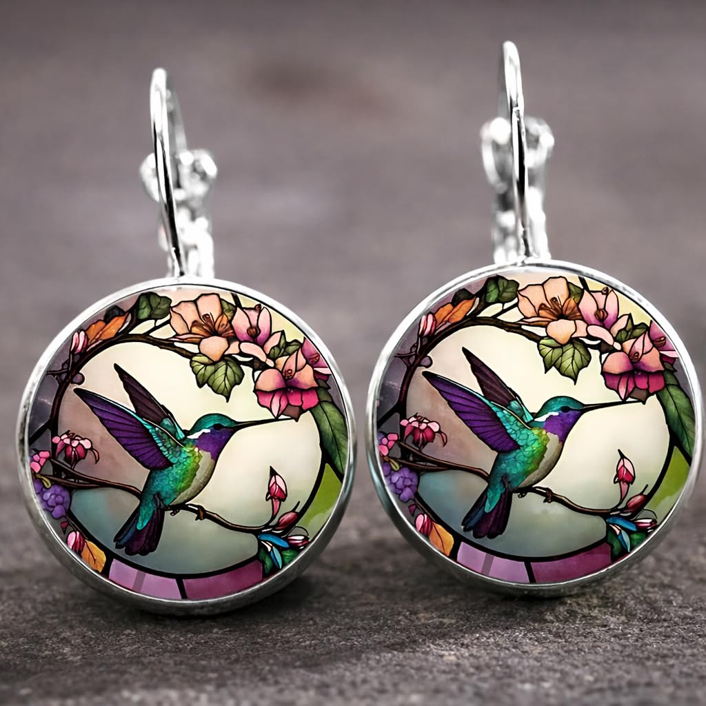 SUPAC Stunning Hummingbird Pendant Necklace - Two Humming Birds Searching for Flower - Fashionable Alloy Jewelry with Delicate Details - Birthday, Party, Gift Idea for Her