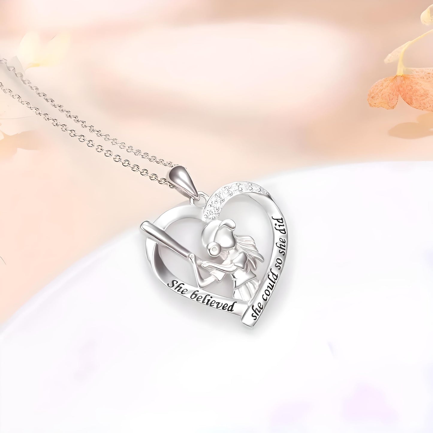Sports Heart Necklace, 9 Different Sport Options: Basketball, Jumping Cheerleader, Gymnast, Softball, Volleyball, Ballet Ballerina, Runner, Sports Accessories Birthday Gift- Simulated Rainbow Diamonds, Christmas, Birthday or Party Gift