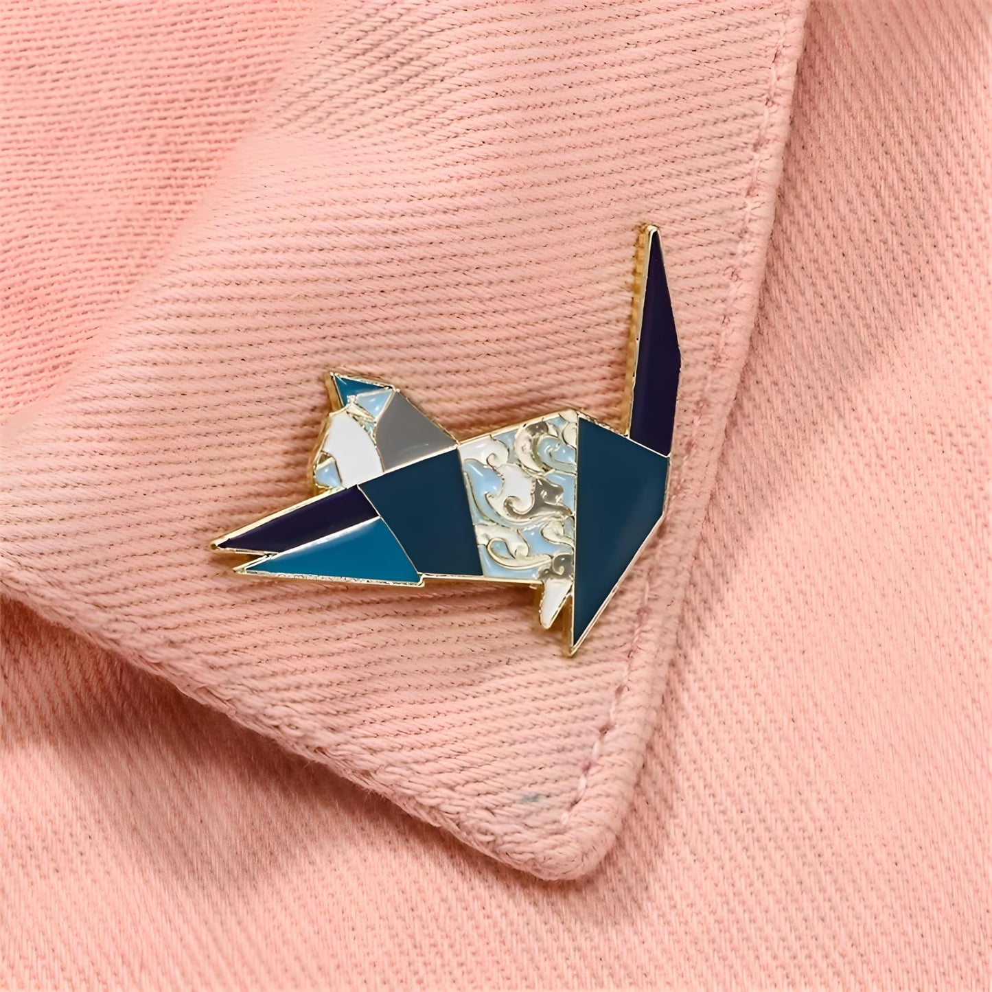 Dog Breed Pins - Geometric Australian Shepherd, Cat, Husky, Bernese Mountain, Enamel Pin, Modern Art Design, White and Purple - Badge for Men (Cat)