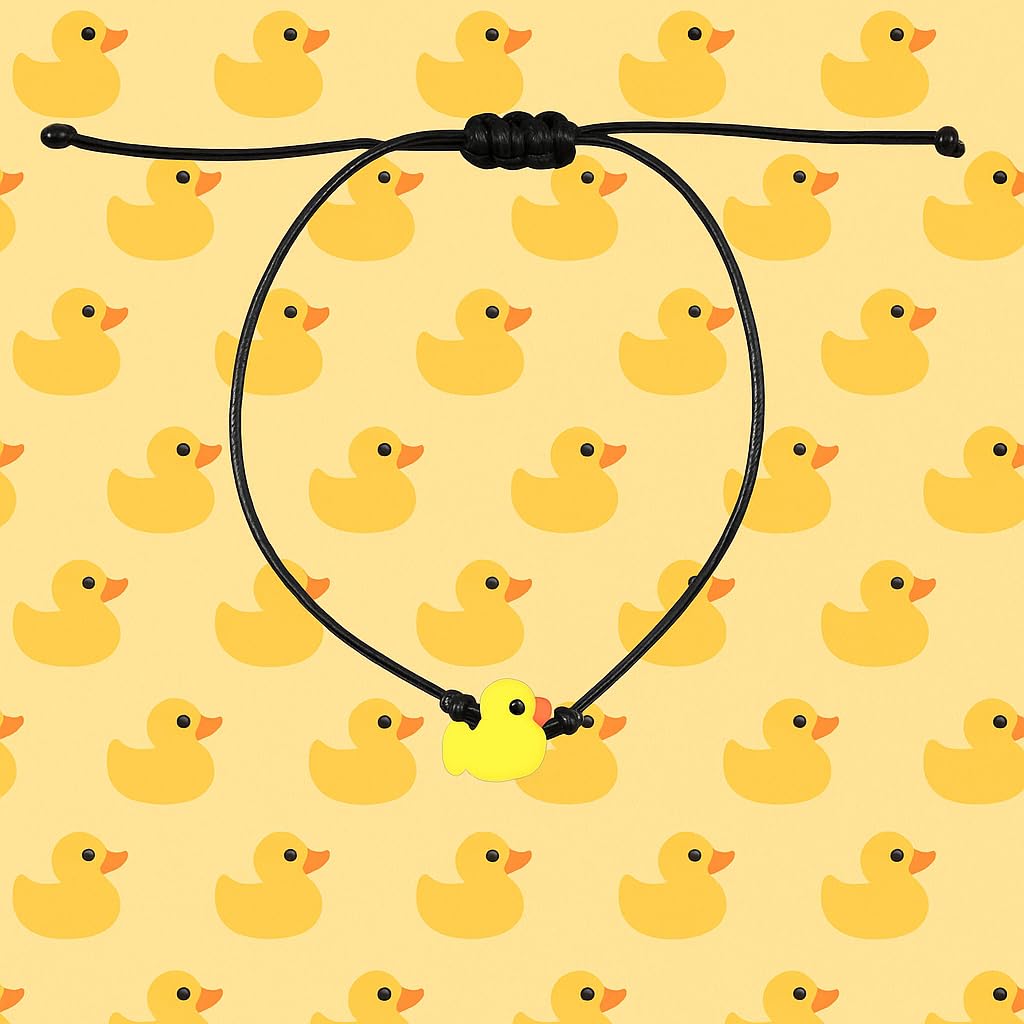 SUPAC Animal and Sport Friendship Bracelet, Always Bee You Wish Bracelet, Black Adjustable String, Decorative Animal Charms, 6.2-11.8 inches (Yellow Duck)
