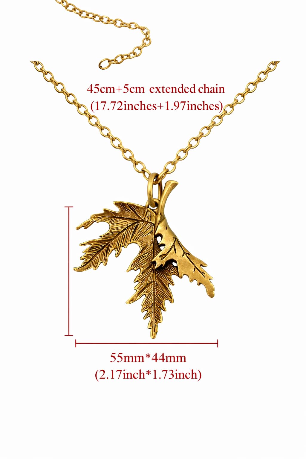 SUPAC Vintage Bronze Maple Leaf Pendant Necklace for Men and Women - Christmas or Birthday Gift