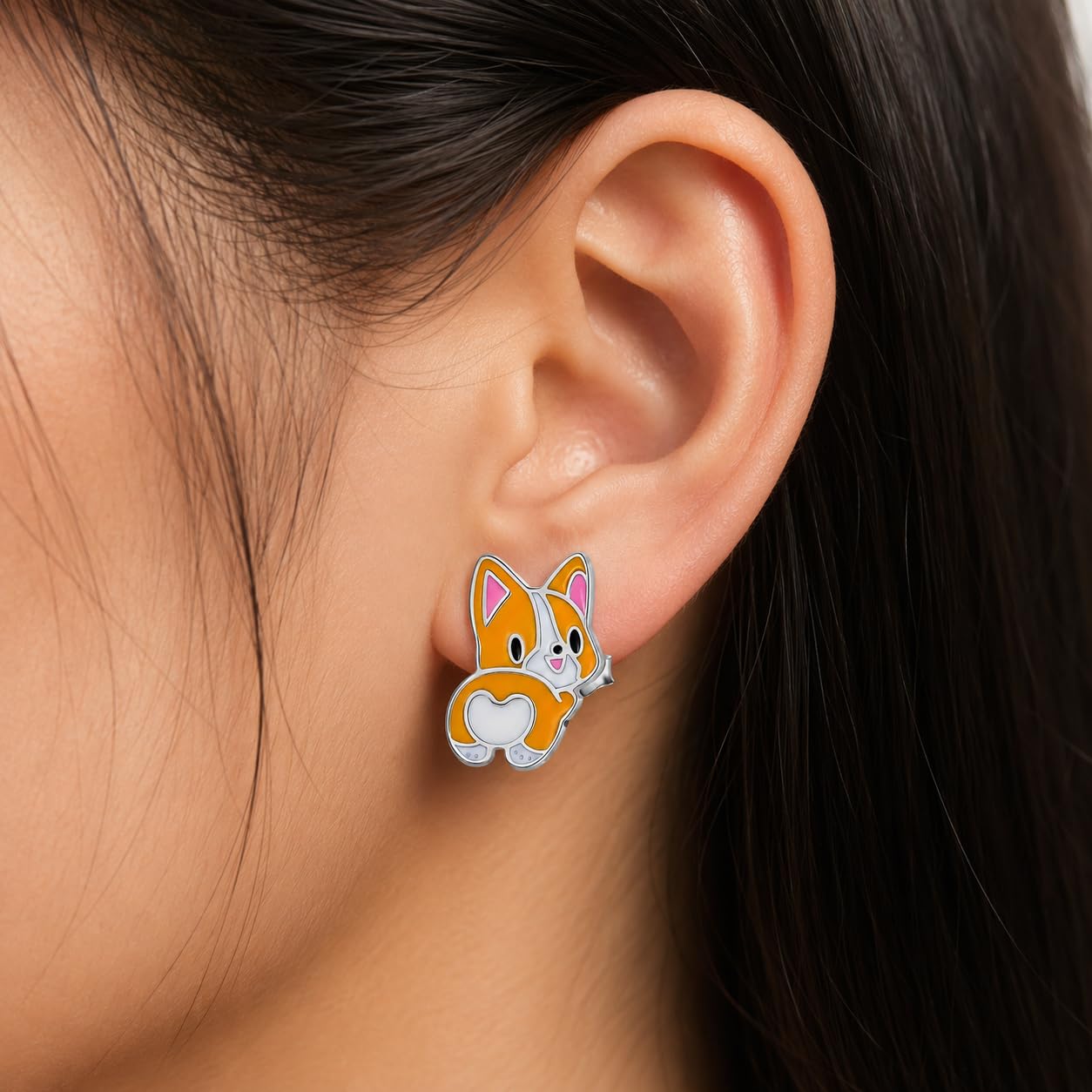 Dog Lovers' Earrings, Different Dog Breed Stud Earrings with Crystals, Rose Gold and Silver Tone - Party, Birthday, or Christmas Gift