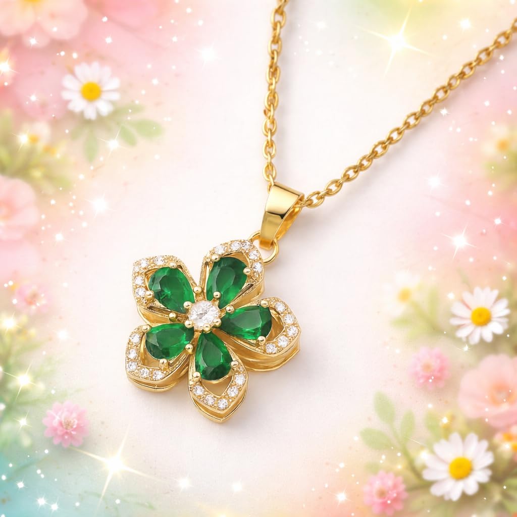 SUPAC Exquisite 360° Rotatable White Blossom Pendant Necklace - Fashion Decompression Jewelry with Adjustable Chain - Birthday Gift for Women, Lovers, Friends, and Family