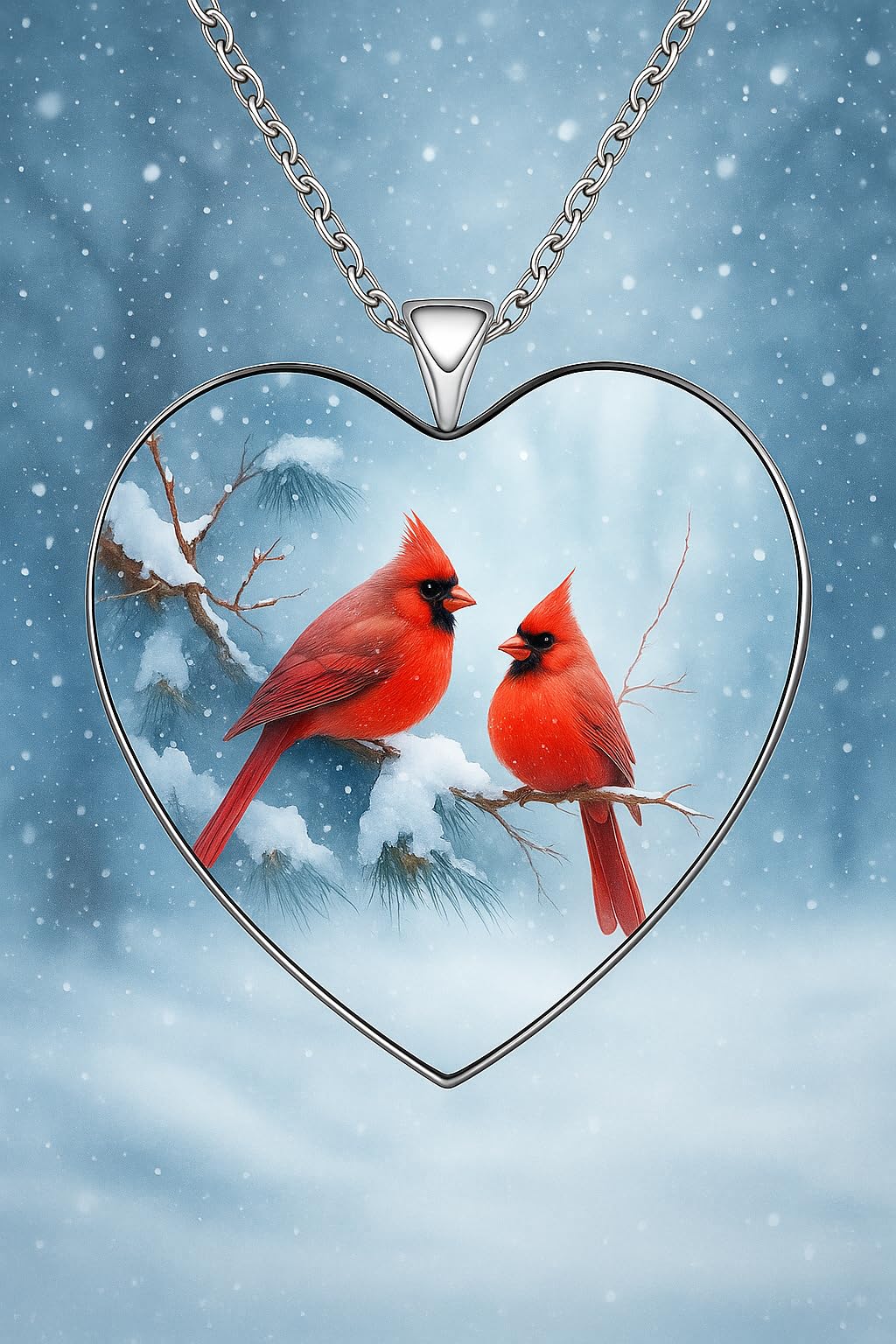 SUPAC Red Cardinal Wing Ring, and Necklaces, Silver-Plated 'I Am Always with You' Inspirational Message, Adjustable - Christmas, Party, or Birthday Gift (Snow)