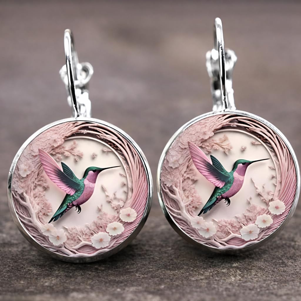 SUPAC Stunning Hummingbird Pendant Necklace - Two Humming Birds Searching for Flower - Fashionable Alloy Jewelry with Delicate Details - Birthday, Party, Gift Idea for Her