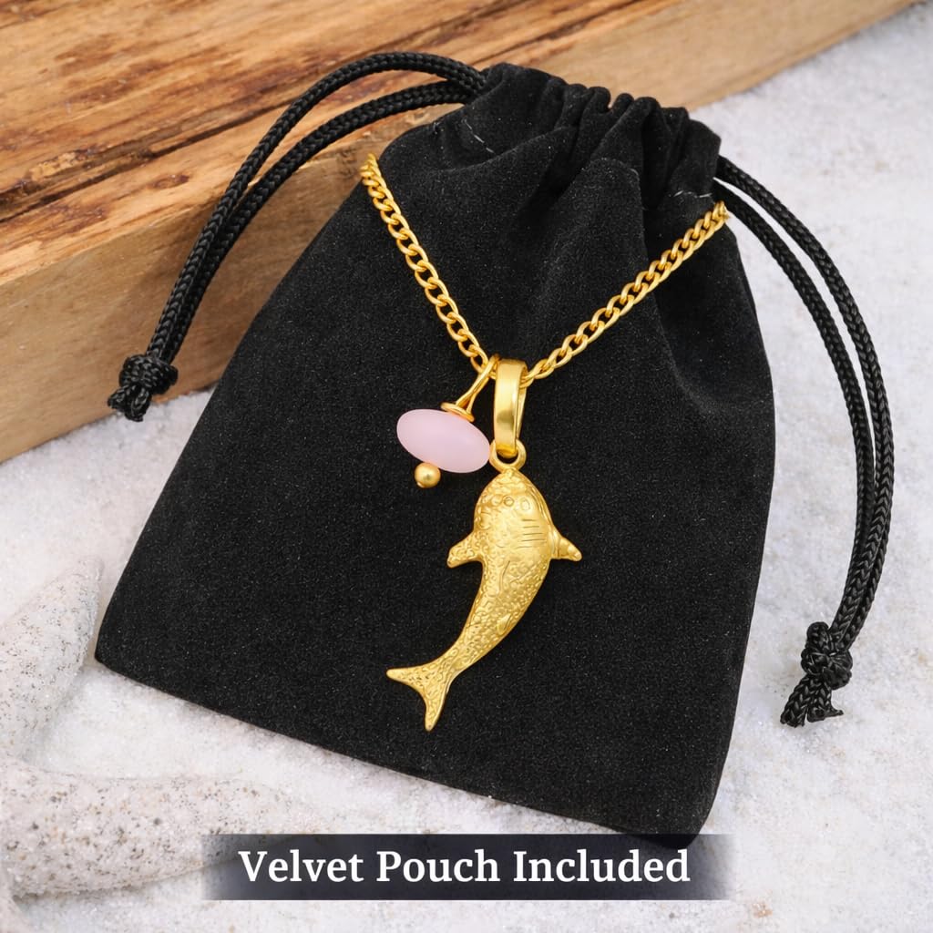 SUPAC Whale Shark Necklace with Sea Glass Accent, Gold and Silver Chain - 5 Color Options