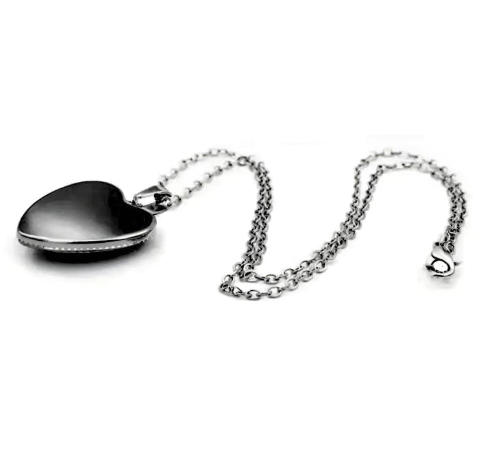 SUPAC Heart-Shaped Glass Cat Pendant Necklace with Floral and Butterfly Designs