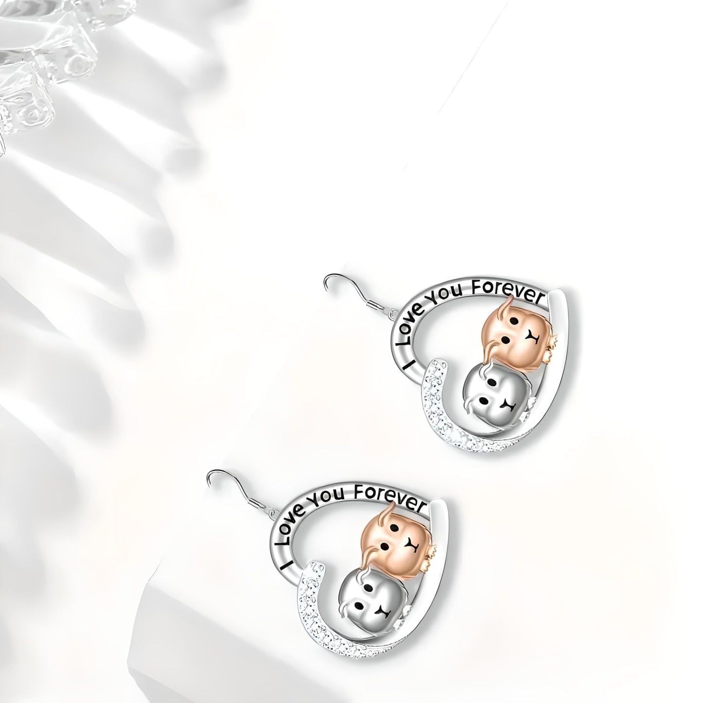 Love You Forever Guinea Pig Heart Necklace, Sterling Silver with Crystals - Christmas, Party, and Birthday Gift
