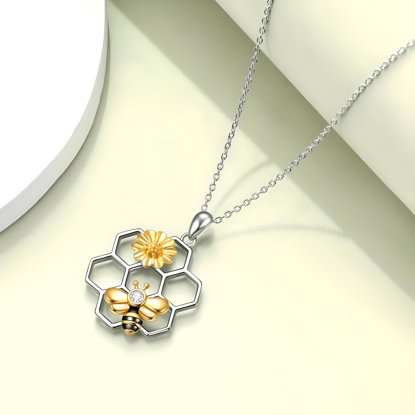 SUPAC You Are My Sunshine Sunflower and Bumble Bee Heart Pendant Necklace for Women, Dainty Jewelry, Birthday or Christmas Gift