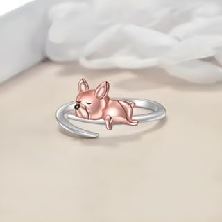 SUPAC German Shepherd, Yorkie, Pug Dog Paw Adjustable Ring, Sterling Silver, Paw Print Design with Crystal Accents - Christmas, Birthday, or Party Ring