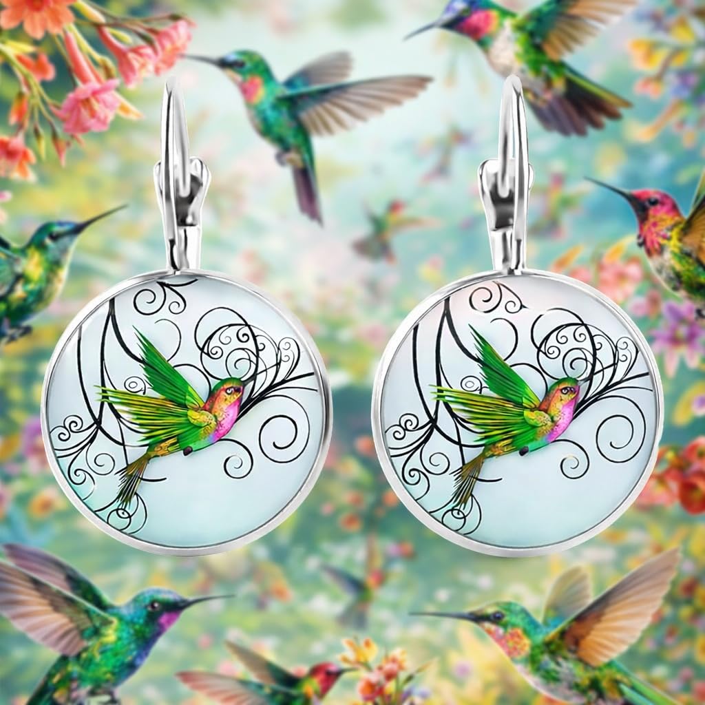 SUPAC Stunning Hummingbird Pendant Necklace - Two Humming Birds Searching for Flower - Fashionable Alloy Jewelry with Delicate Details - Birthday, Party, Gift Idea for Her