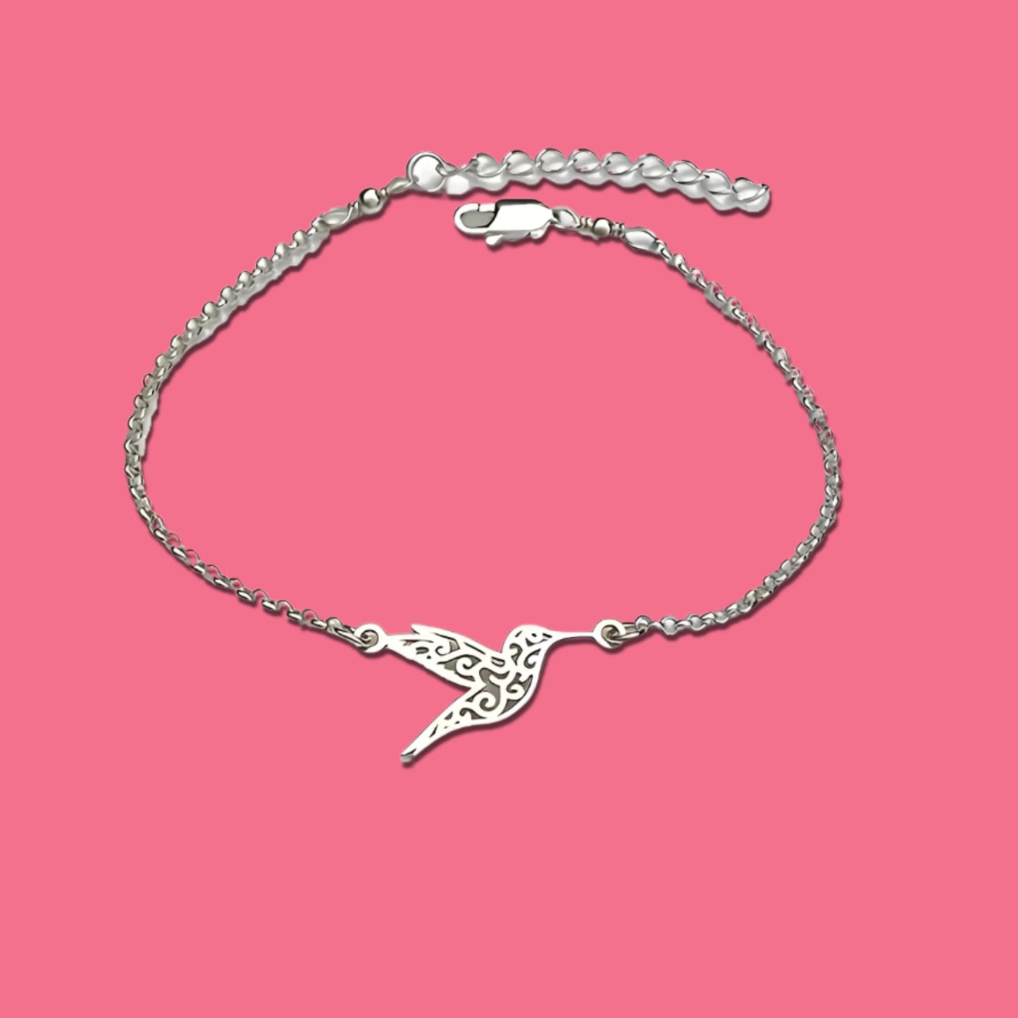 Dainty Hummingbird Chain Bracelet, Gold-Tone, 6.5-8.1 Inches Adjustable Length