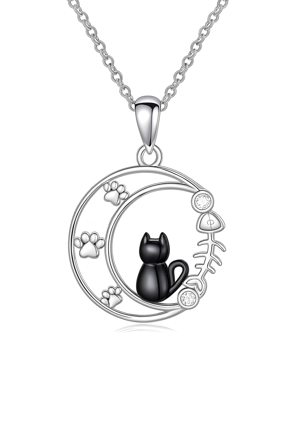 SUPAC Cute Cat Heart Necklace, With Black Kitten Sitting Together - Charming Heart Necklace in Rose Gold - Stylish Versatile Gift for Women & Party Accessory!
