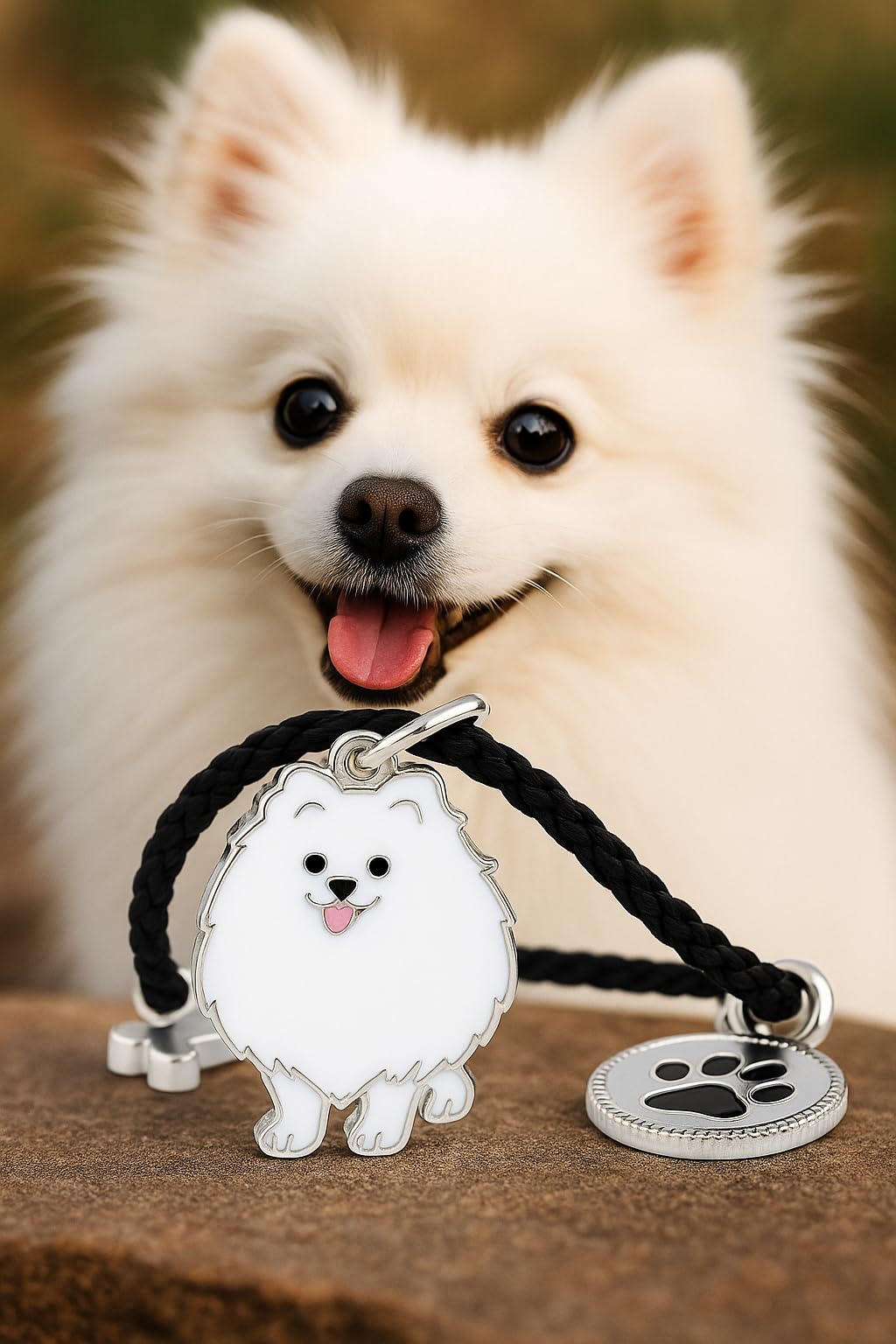 Pet Charm Bracelet with Dog Charms, Black Braided Band, I Love Dogs Design - Dog Lovers' Bracelet - Different Breeds of Dogs, Pet Lover Gift for Birthday and Holiday, Durable and Long-Lasting, Hypoallergenic and Nickel-Free, Everyday Wear (Pomeranian)