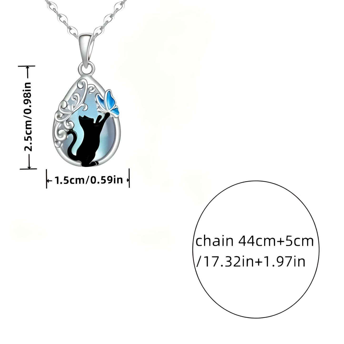 SUPAC Cute Heart Necklace, With Black Cat - Charming Cat Heart in Rose Gold - Stylish Gift for Women & Party Accessory