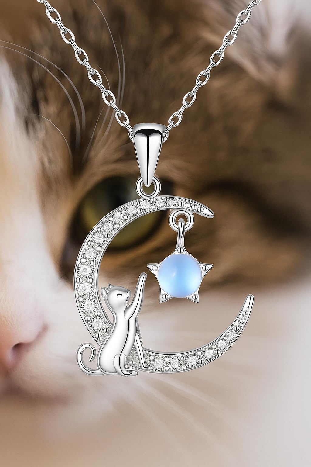 SUPAC Cute Cat Heart Necklace, With Black Kitten Sitting Together - Charming Heart Necklace in Rose Gold - Stylish Versatile Gift for Women & Party Accessory!