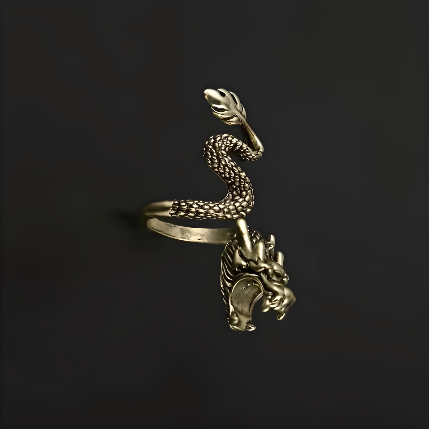 Whimsical Silver Flying Dragon Ring - Unique Animal Shape Design, Adjustable Index Finger Ring for Men or Women, Cute Personality Statement Jewelry, Niche Fashion Accessory